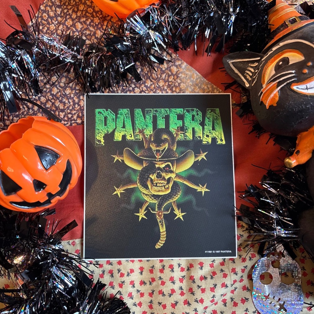 RARE Pantera Sticker Vintage 1997 Snake Skull Cowboy Hat Black 90s Metal